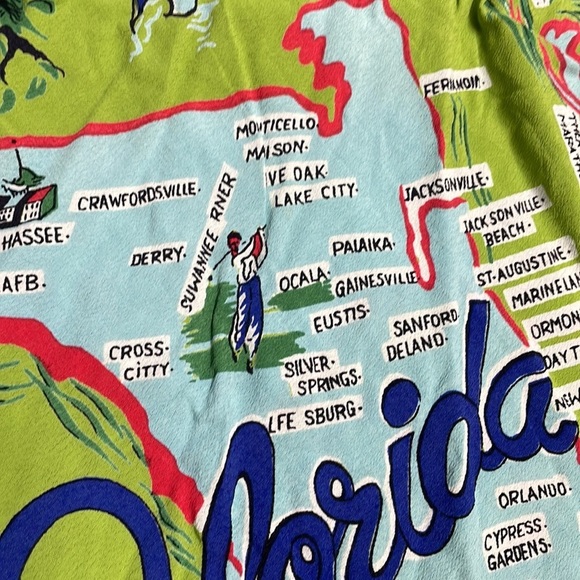 Vintage BETSYS Semi Sheer Skirt Florida Beaches Map Made in California Small - Picture 8 of 10